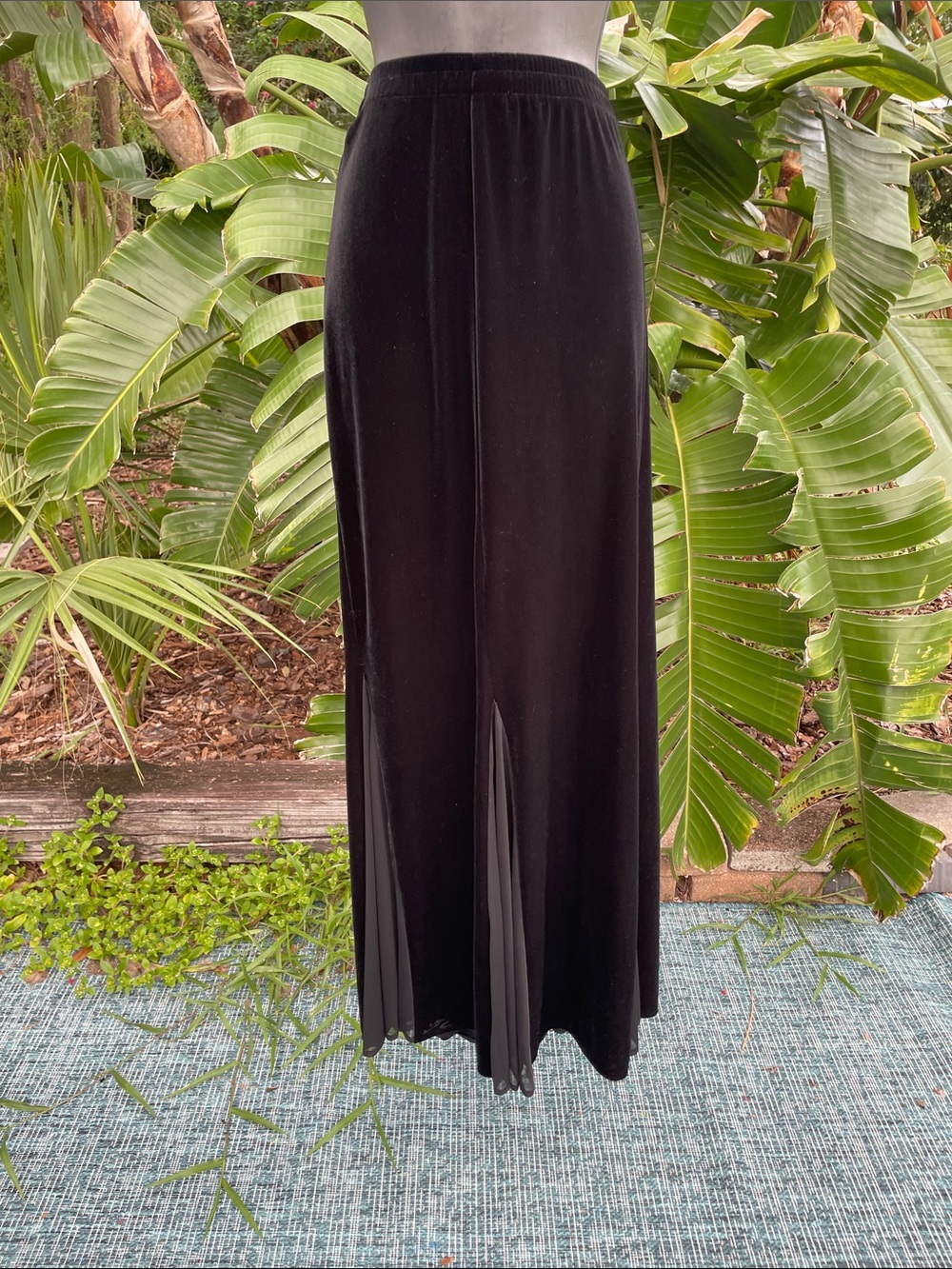velvet or velour trumpet maxi skirt